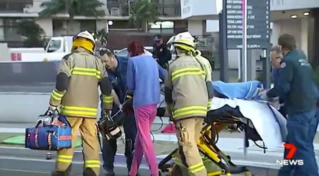 The victim was taken to hospital with severe leg injuries. Photo: 7 News