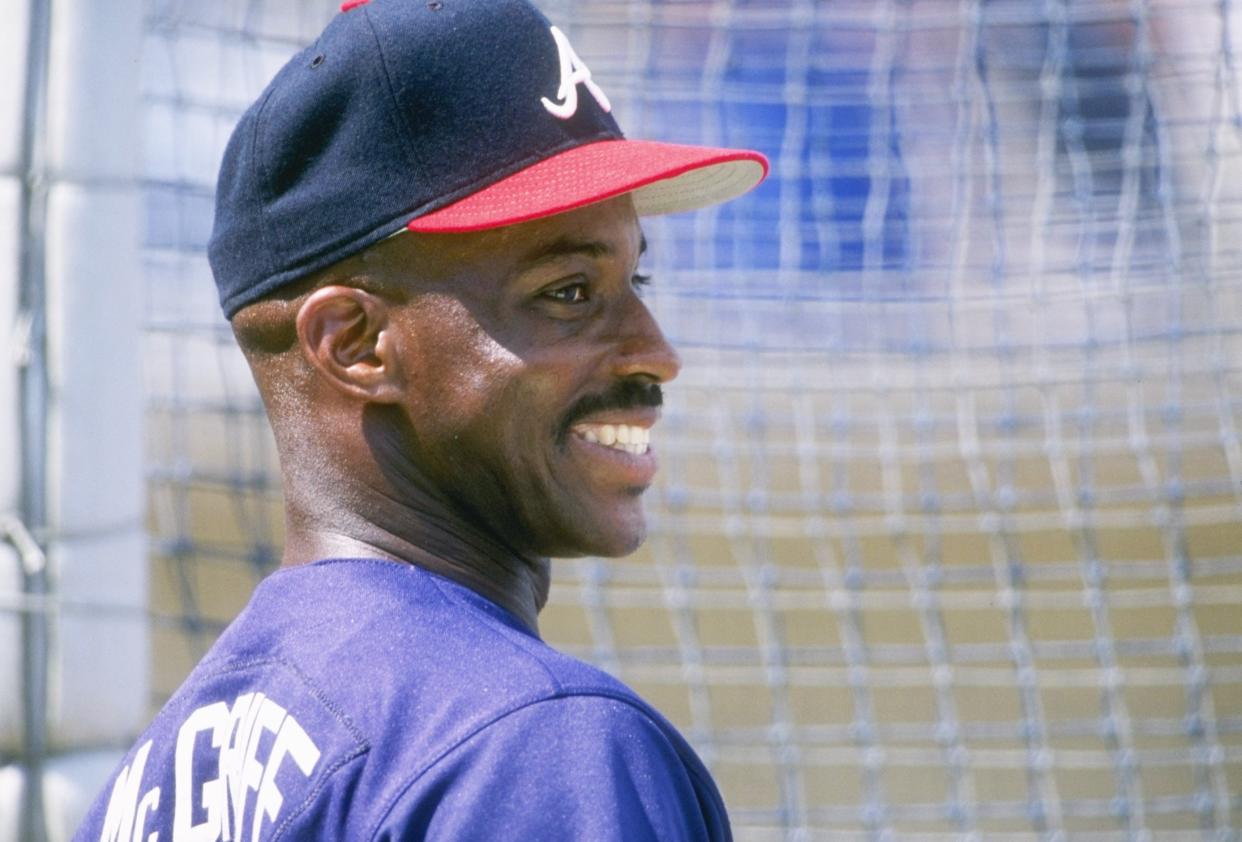 Fred McGriff, seen here with the Braves in 1997. (Stephen Dunn/Allsport/Getty Images)