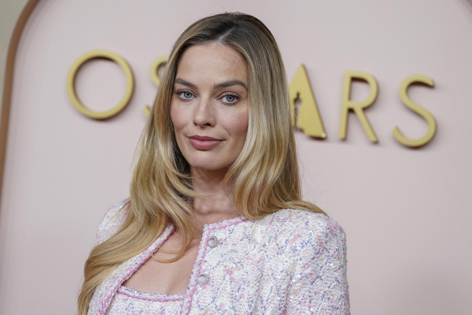 Margot Robbie arrives at the 96th Academy Awards Oscar nominees luncheon on Monday, Feb. 12, 2024, at the Beverly Hilton Hotel in Beverly Hills, Calif. (Photo by Jordan Strauss/Invision/AP)