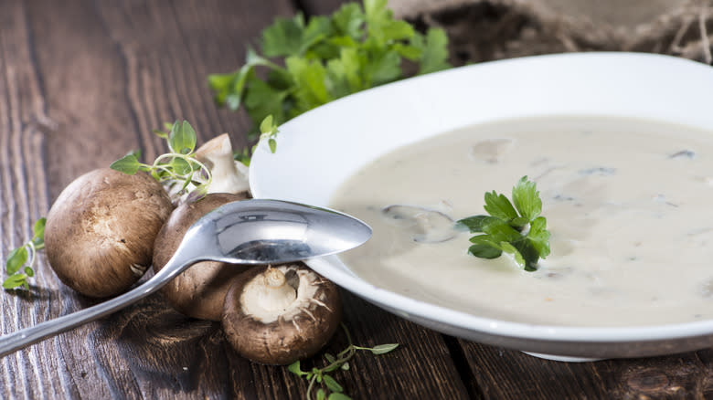 cream of mushroom soup in bowl