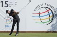 Mar 24, 2017; Austin, TX, USA; Dustin Johnson of the United States plays against Jimmy Walker of the United States during the third round of the World Golf Classic - Dell Match Play golf tournament at Austin Country Club. Erich Schlegel-USA TODAY Sports