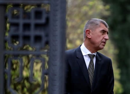 The leader of ANO party Andrej Babis leaves the Lany chateau after meeting with President Milos Zeman following the country's parliamentary elections in the village of Lany near Prague, Czech Republic October 23, 2017. REUTERS/David W Cerny