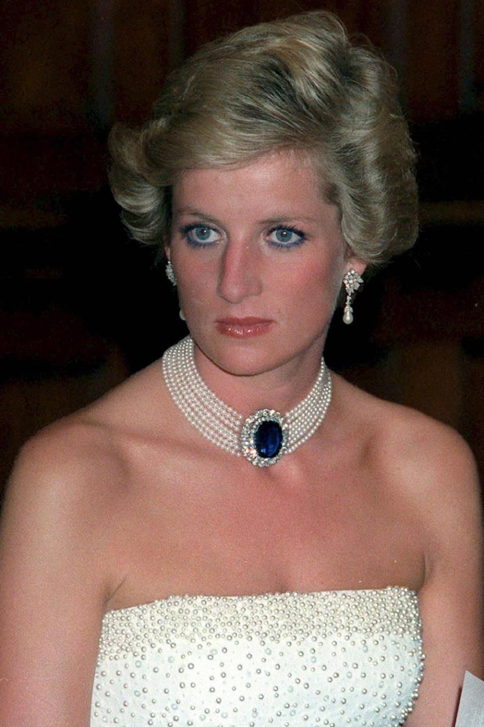 A photo portrait of Princess Diana at the Parliament building in Budapest, Hungary, in 1990 (EPA)