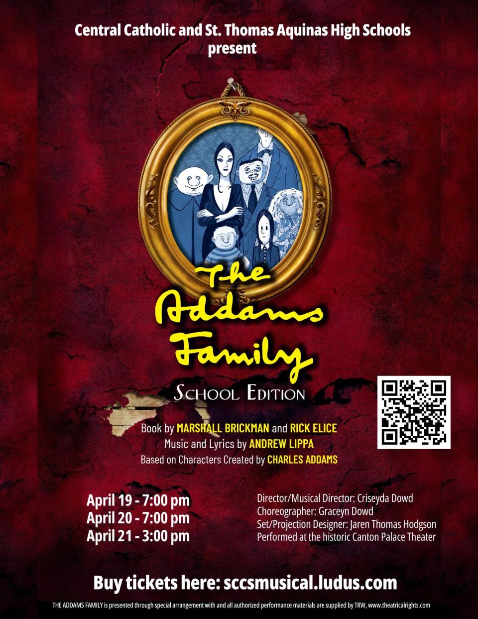 Central Catholic and St. Thomas Aquinas high schools will present "The Addams Family School Edition" this weekend at Canton Palace Theatre in downtown Canton.