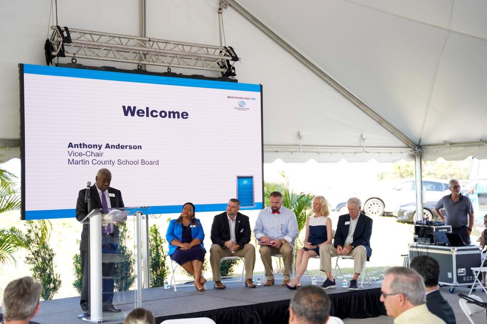 Martin County School Board Vice-Chair Anthony Anderson speaks during the unveiling of proposed plans for the Boys & Girls Club of Martin County on Wednesday, Feb. 23, 2022, in East Stuart. The new club is designed to equip teens and high school students with career and trade skills including welding, catering, digital media, sports and more.