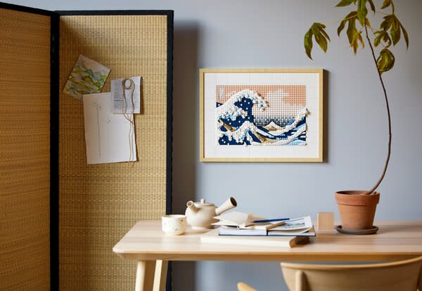 The Great Wave Lego set can serve as 3-D wall art.