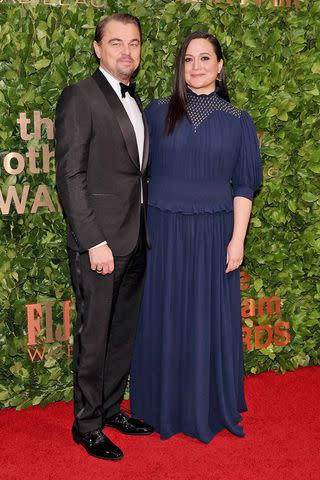 <p> Dia Dipasupil/WireImage</p> Leonardo DiCaprio with costar Lily Gladstone on Nov. 27, 2023.