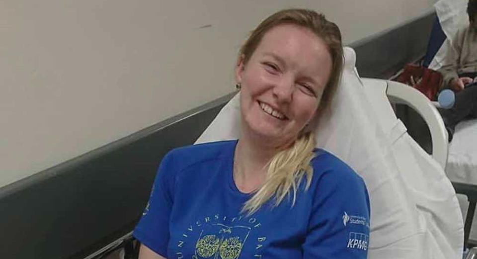 Madi Bond was driving home when she suffered a life-threatening reaction near some roadworks. (SWNS)