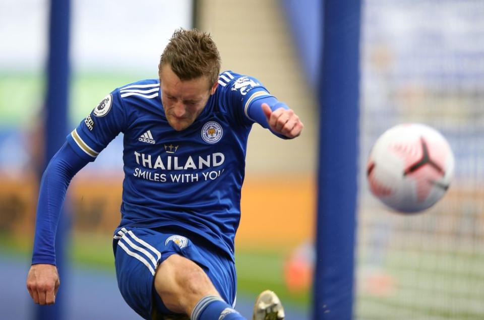 Jamie Vardy for Leicester (POOL/AFP via Getty Images)