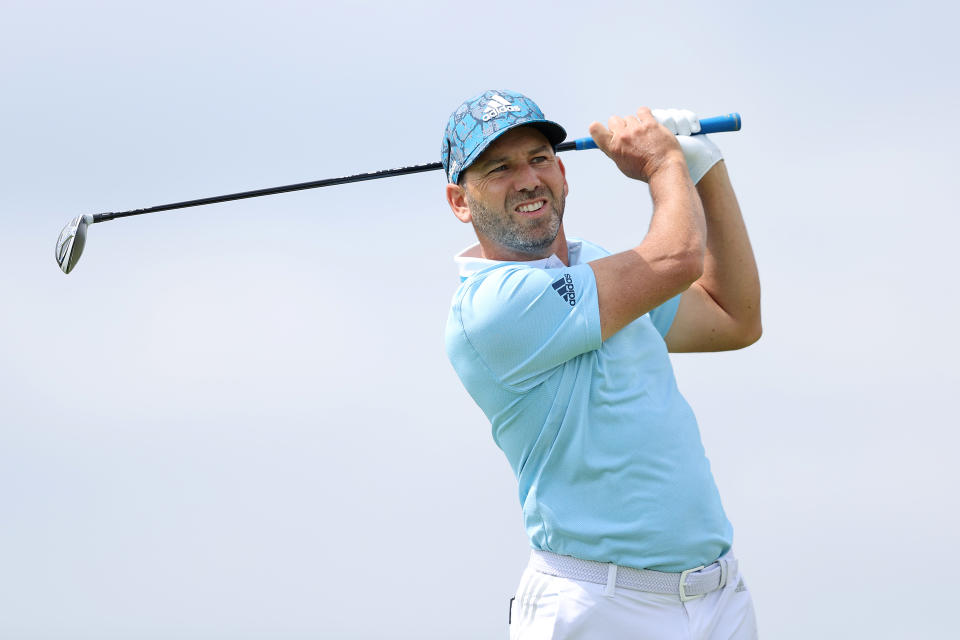 Sergio Garcia of Spain tees off at The 149th Open