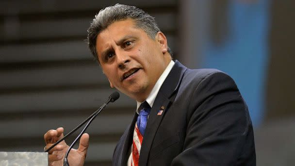 PHOTO: Greg Lopez makes speech during Colorado Republican State Assembly in Boulder, Colo., April 14, 2018. (Denver Post via Getty Images, FILE)