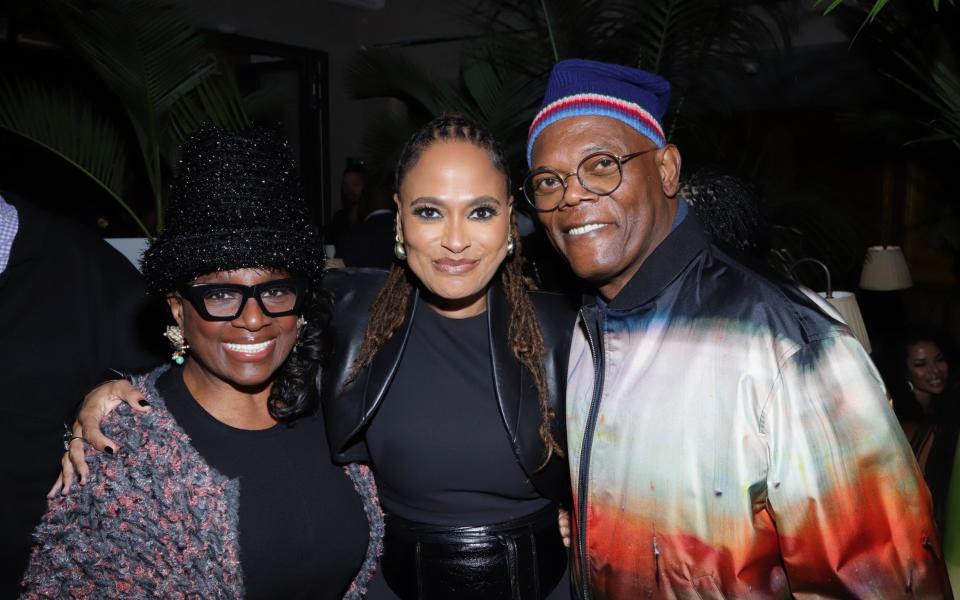 LaTanya Richardson Jackson, director Ava DuVernay and Samuel L Jackson attending a screening of Origin in January 2024