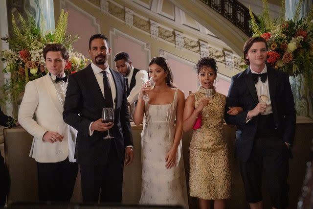 <p>K.C. Bailey/Netflix </p> Augustus Prew, Damon Wayans Jr., Gina Rodriguez, Liza Koshy and Joel Courtney in 'Players,' 2024