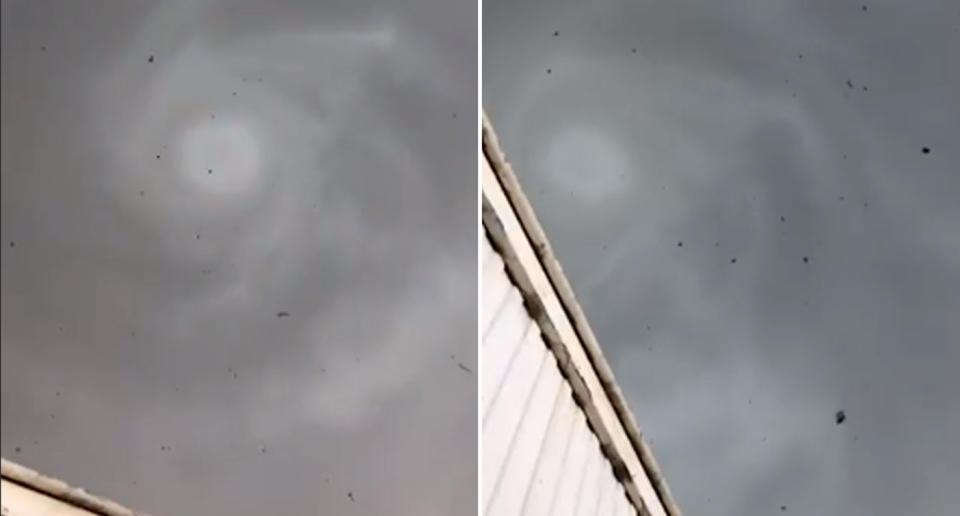 A tornado filmed from underneath in Christchurch.