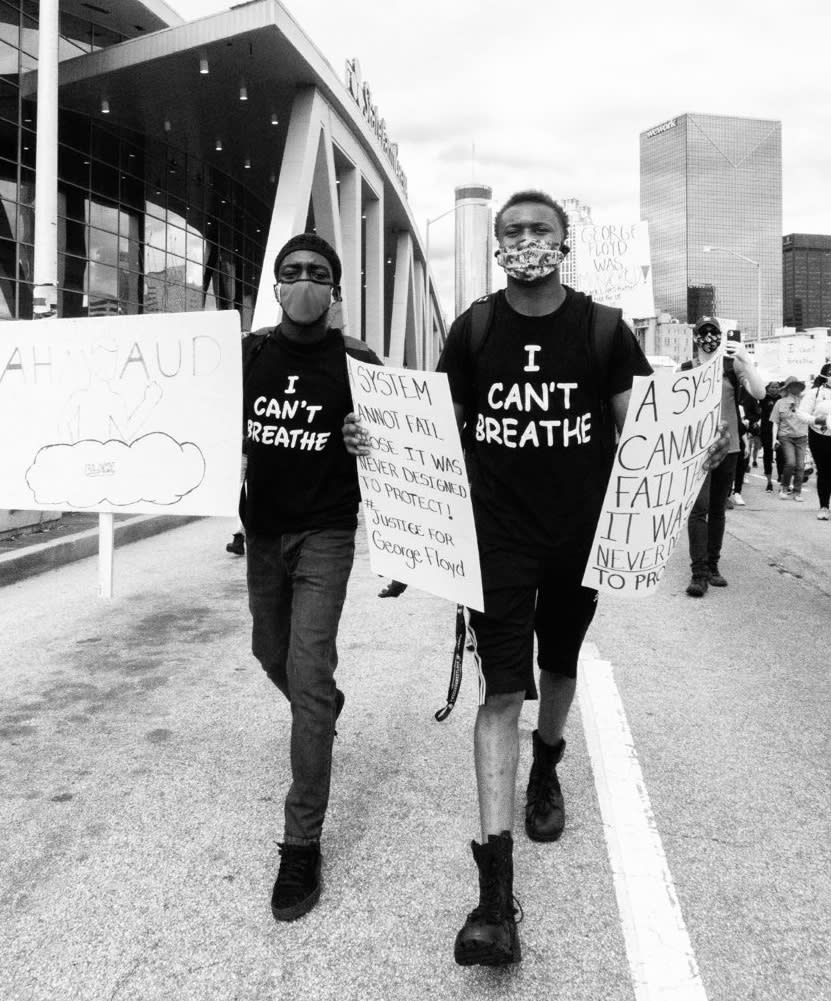 Jordan Sims, 17, right, with Zion Strickland, 17, was so inspired by the protest that he started an advocacy group for teenagers. (Courtesy Jordan Sims)