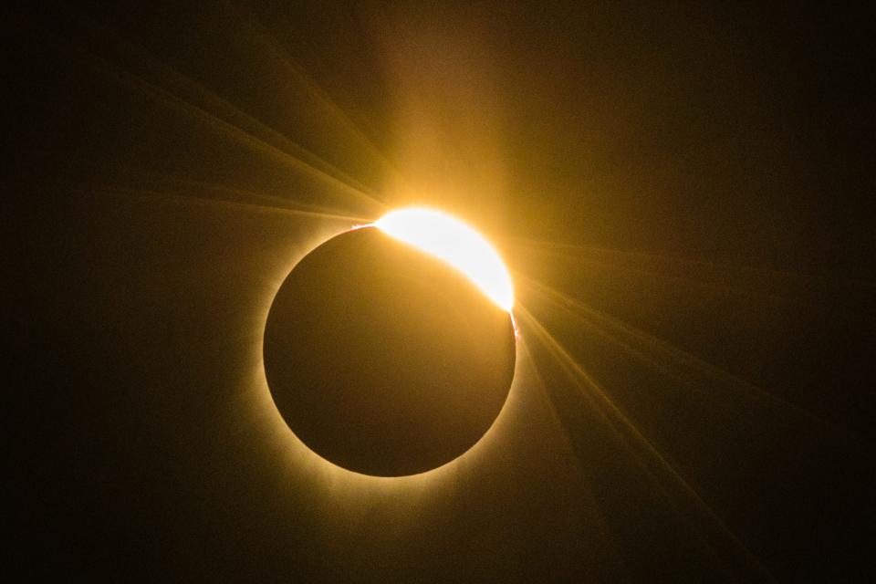 The total solar eclipse Monday, Aug. 21, 2017 in Madras, Oregon. Emotional sky-gazers stood transfixed across North America as the Sun vanished behind the Moon in a rare total eclipse that swept the continent coast-to-coast for the first time in nearly a century.