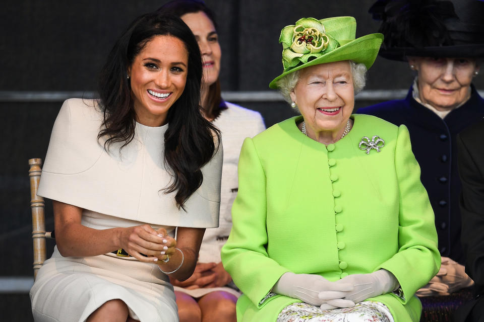 Meghan Markle and the Queen made an adorable appearance together. Photo: Getty Images