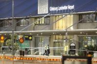 An exterior view shows Landvetter Airport, which is evacuated after a bag was left near an information desk, outside Gothenburg, Sweden, May 22, 2017. TT News Agency/Adam Ihse/via REUTERS