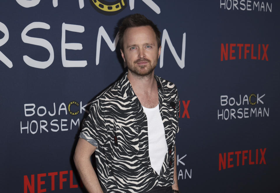 Aaron Paul attends the "BoJack Horseman" Final Episodes Photo Call at The Egyptian Theatre Hollywood on Thursday, Jan. 30, 2020, in Los Angeles. (Photo by Willy Sanjuan/Invision/AP)