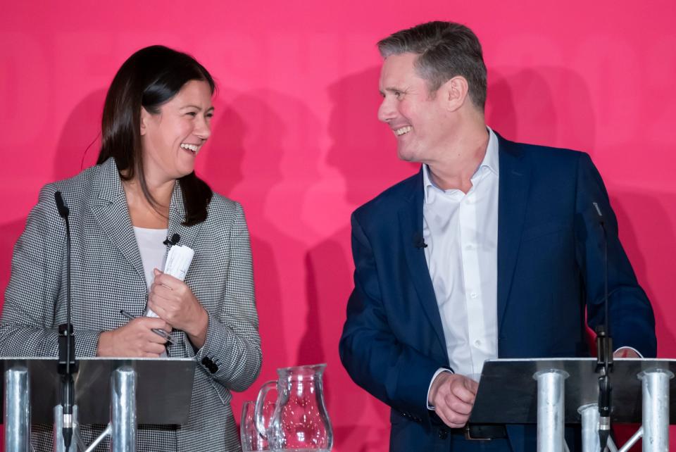 Lisa Nandy and Keir Starmer share a joke during the event(PA)