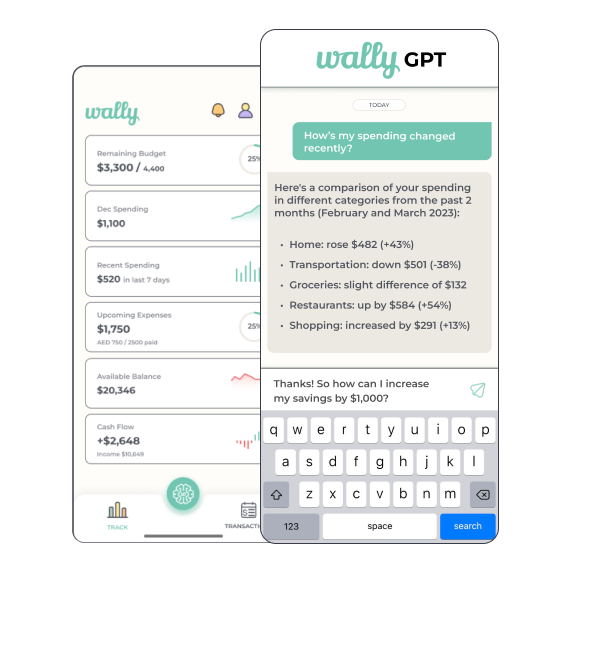 WallyGPT details how a user's spending has changed. 