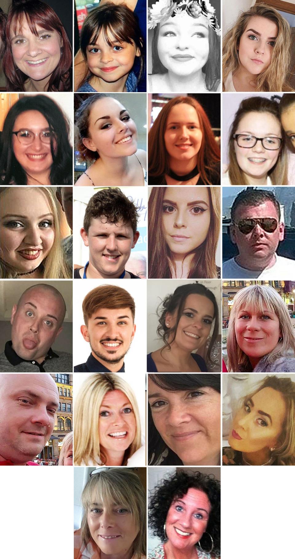 Victims of the terror attack during the Ariana Grande concert at the Manchester Arena in May 2017 (PA Media)