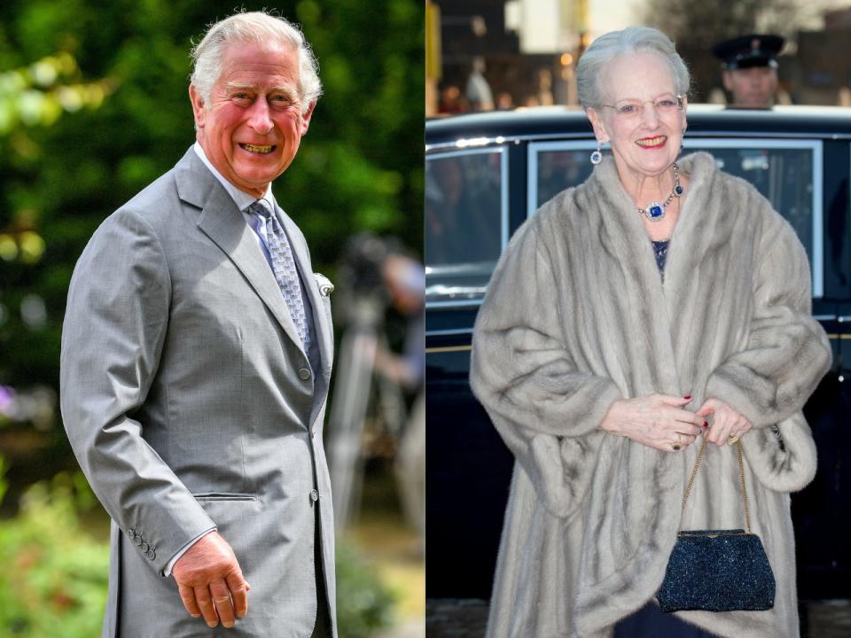 King Charles III (left) and Queen Margrethe II (right).