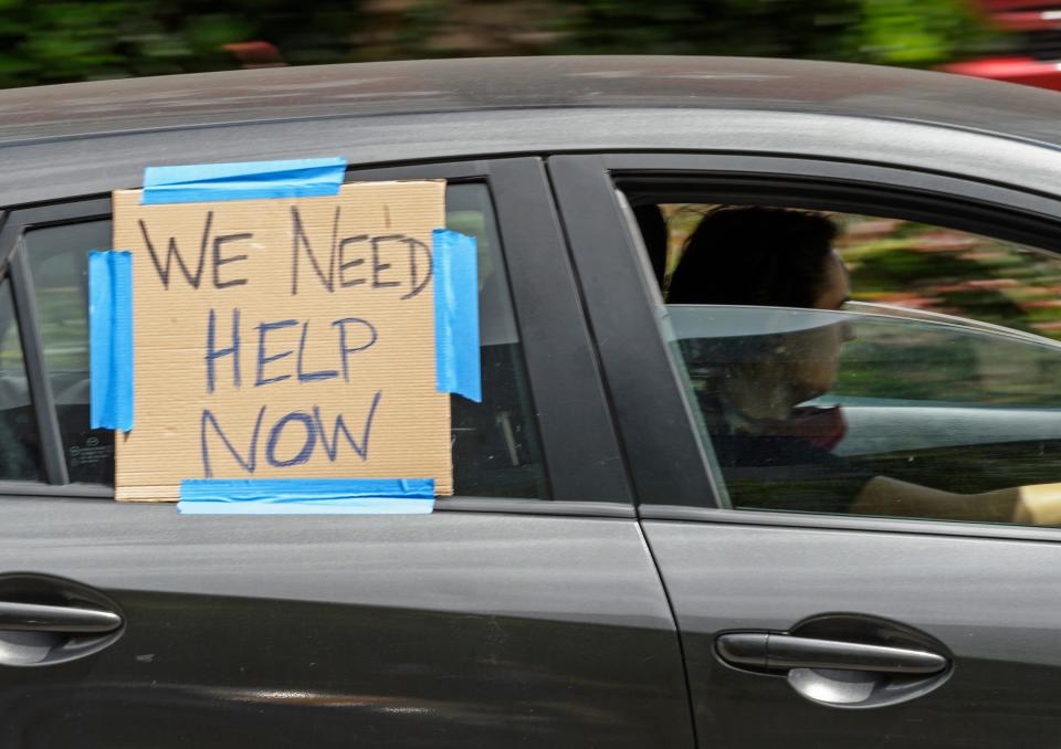 A caravan protest on unemployment benefits in New Orleans on July 22, 2020.