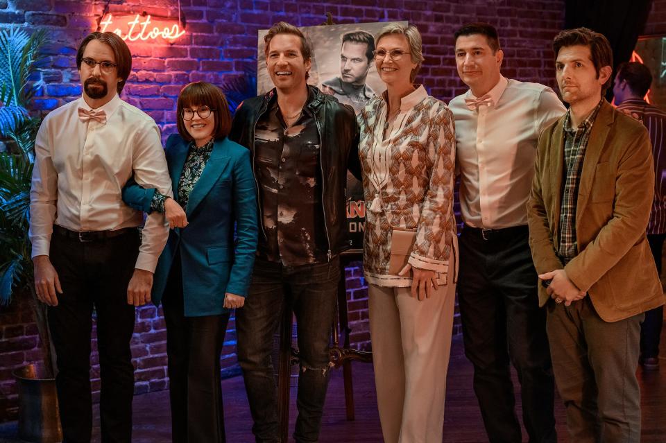 Ken Marino as Ron Donald, Megan Mullally as Lydia Dunfree, Ryan Hansen as Kyle Bradway, Jane Lynch as Constance Carmell, Martin Starr as Roman Debeers and Adam Scott as Henry Pollard.