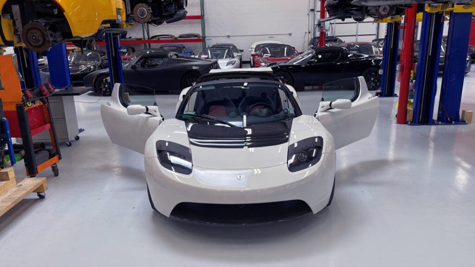 The 2010 Tesla Roadster from the front