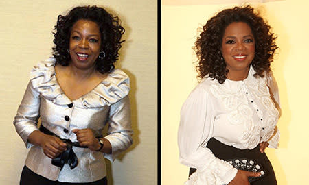 <p>The former queen of daytime (right) has yet to win a Golden Globe, though she received on nomination, in 1986 for 'The Color Purple'. The "faux-prah" (left) is Caroline, a Lookalike-USA impersonator from South Dakota. <br><br><a rel="nofollow" href="http://au.movies.yahoo.com/on-show/article/-/20299292/71st-annual-golden-globe-awards-nominations-list/" data-ylk="slk:71st Annual Golden Globe Awards Nominations List;elm:context_link;itc:0;sec:content-canvas" class="link ">71st Annual Golden Globe Awards Nominations List</a></p>