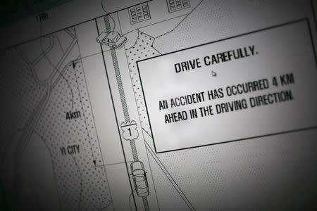 A patent filed by Samsung shows an automotive safety application in Singapore October 26, 2015. REUTERS/Thomas White