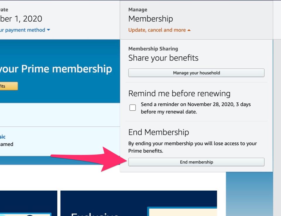 Choose 'End membership' from the drop down.