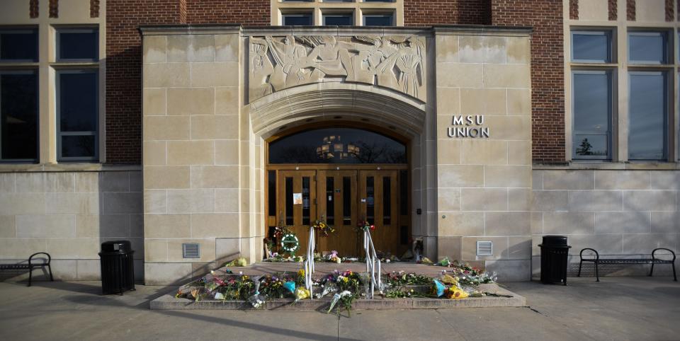 The south entrance of the MSU Union on the campus of Michigan State University, Monday, Feb. 20, 2023.