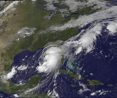 Tropical Storm Hermine is shown over the Gulf of Mexico in this GOES East satellite image captured September 1, 2016. NASA/Handout via REUTERS