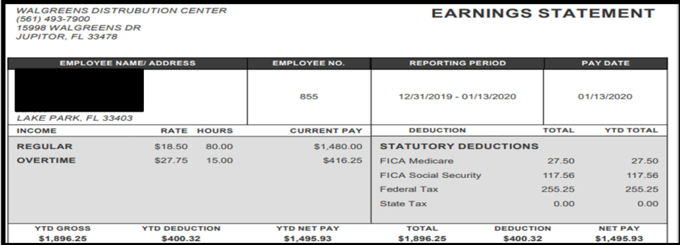 A forged payroll stub with the city of Jupiter misspelled was submitted to county officials by a worker seeking rental assistance.  The county is looking to recover more than $13,000 in rent payments. Walgreens has told county officials that the payroll stub was fabricated.