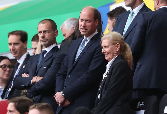 <p>FRIEDEMANN VOGEL/EPA-EFE/Shutterstock </p> Prince William, Prince of Wales (C) chats prior the UEFA EURO 2024 quarter-finals soccer match between England and Switzerland