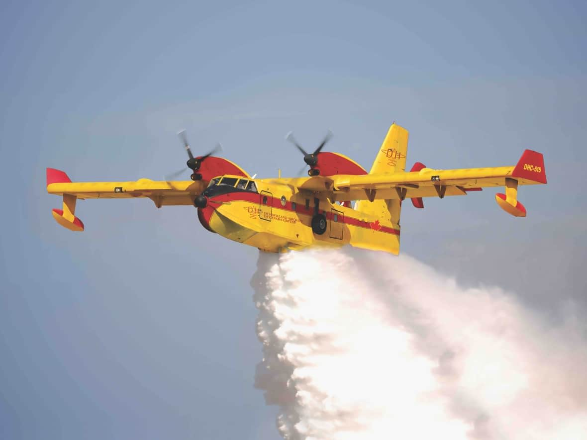 De Havilland's Canadair water-bomber has become a crucial tool in Europe's fight against wildfires. (De Havilland - image credit)