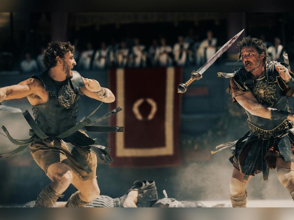 Paul Mescal (li.) als Lucius und Pedro Pascal als Marcus Acacius in 