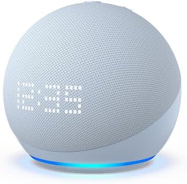 Echo Dot (5th Gen, 2022 release) with clock. Image via Amazon.