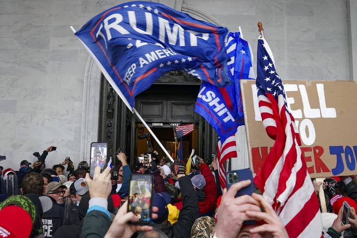 Rioters break into the Capitol in Washington, DC, on Jan. 6, 2021. 