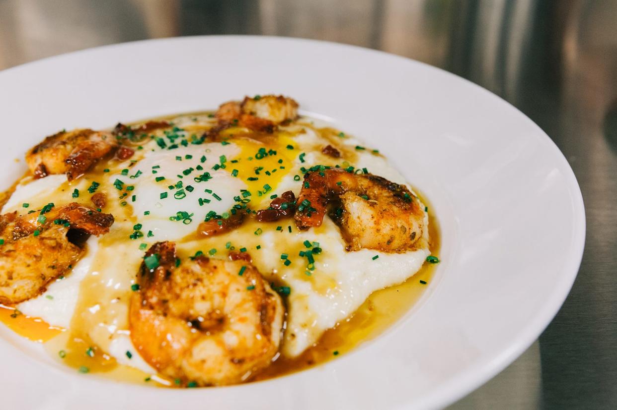 Shrimp and grits on the menu at Walker's Exchange.