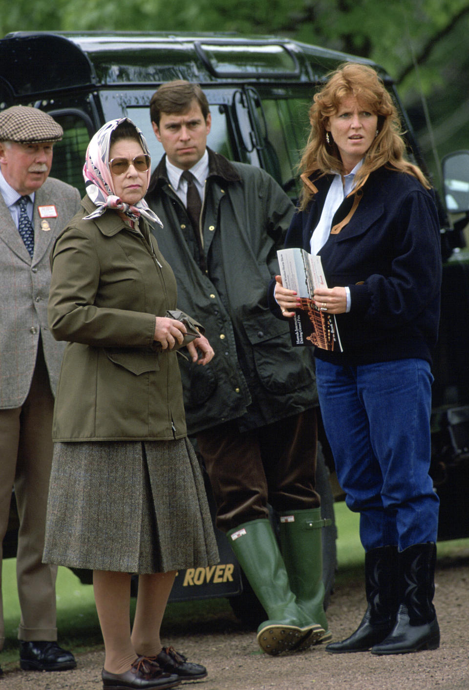 Sarah Ferguson with Queen Elizabeth and Prince Andrew 