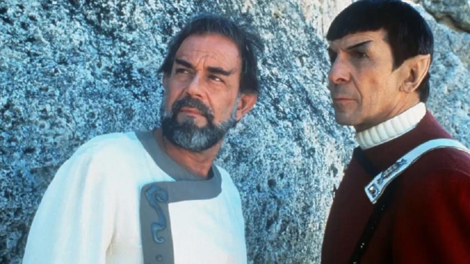 Sybock and Spock, brothers reunited in Star Trek V: The Final Frontier.