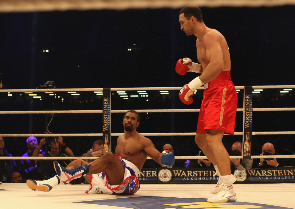 Haye exchanges punches with Klitschko of Ukraine in 2011