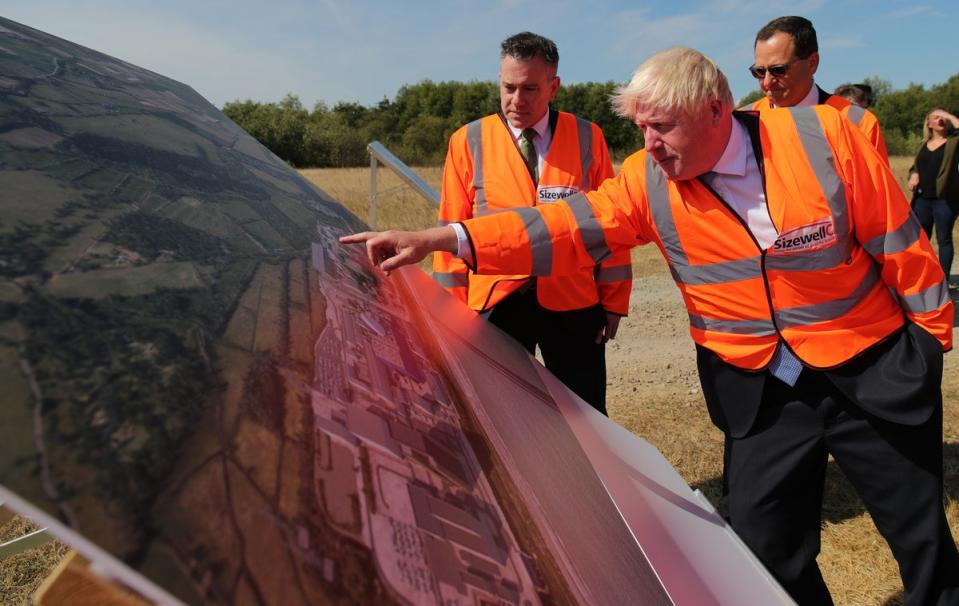 Boris Johnson looks at plans for the Sizewell C nuclear power station project (Chris Radburn/PA) (PA Wire)