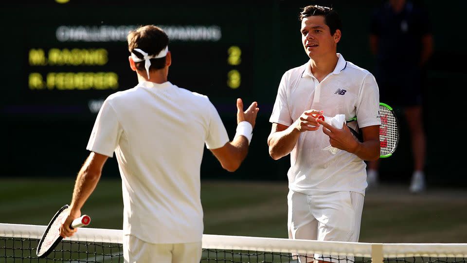 Milos Raonic at Wimbledon. Pic: Getty