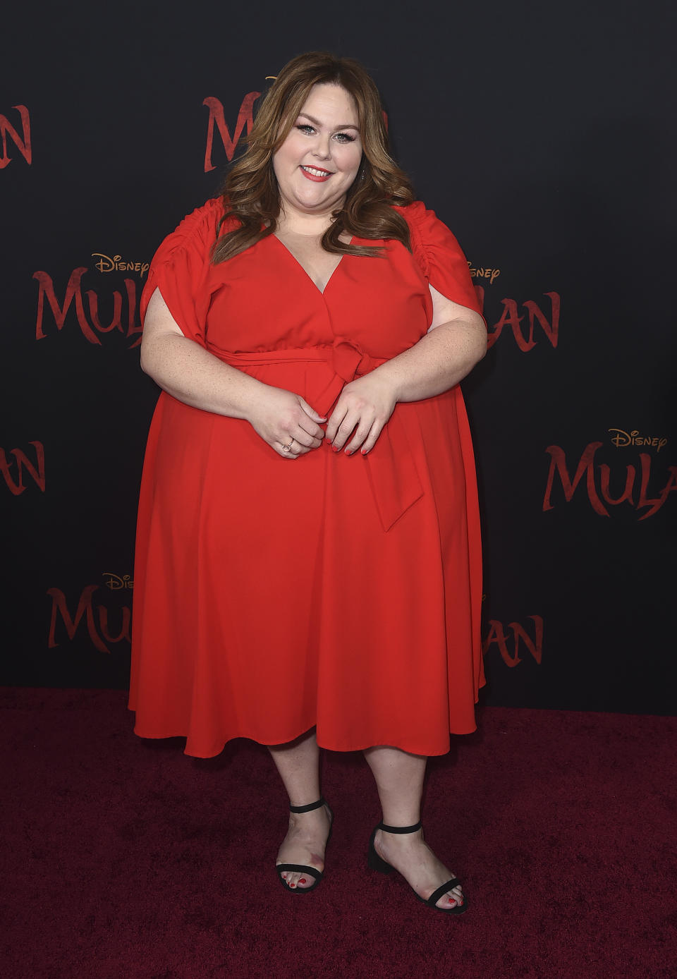 FILE - Chrissy Metz arrives at the Los Angeles premiere of "Mulan" on Mar. 09, 2020. Metz turns 42 on Sept. 29. (Photo by Jordan Strauss/Invision/AP, File)