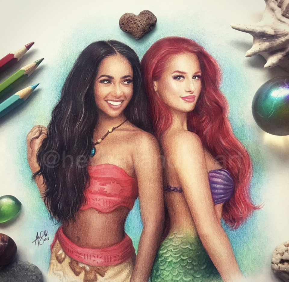 Vanessa Morgan and Madelaine Petsch are imagined with a beach look. (Photo: André Manguba via Instagram)