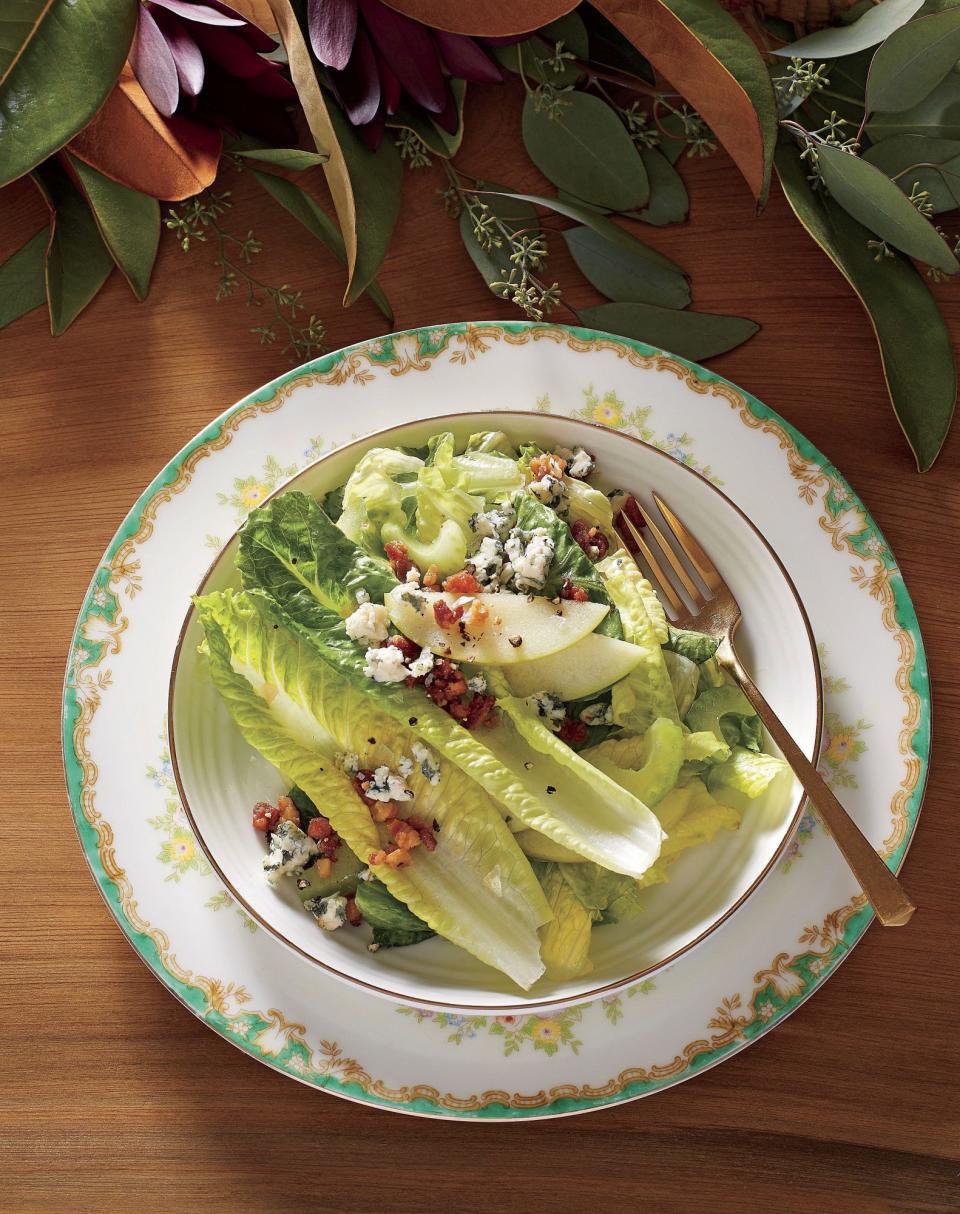 Apple, Celery, and Romaine Salad with Pancetta and Blue Cheese